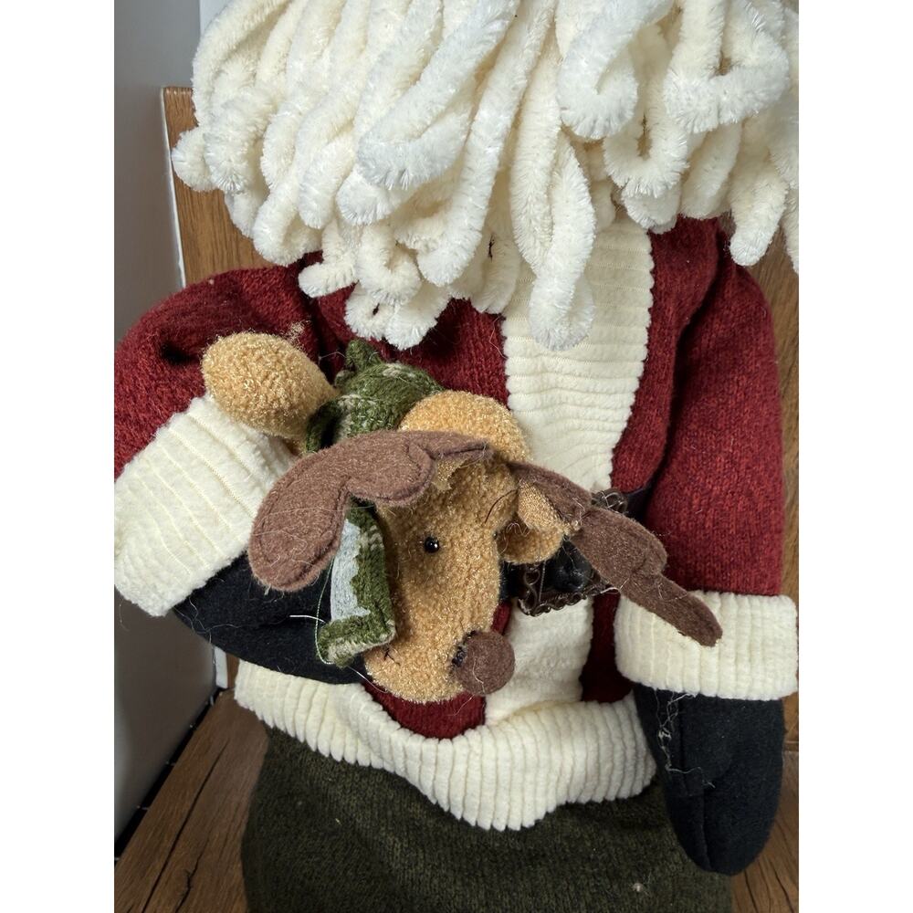 Christmas Santa Claus Weighted,Stuffed Cloth Plush Figurine Decoration 17 in - Picture 3 of 5